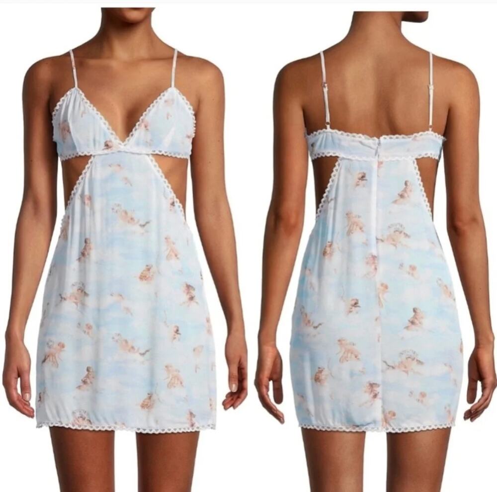 NWT new WeWoreWhat v-neck cherub angel cutout dress, size large